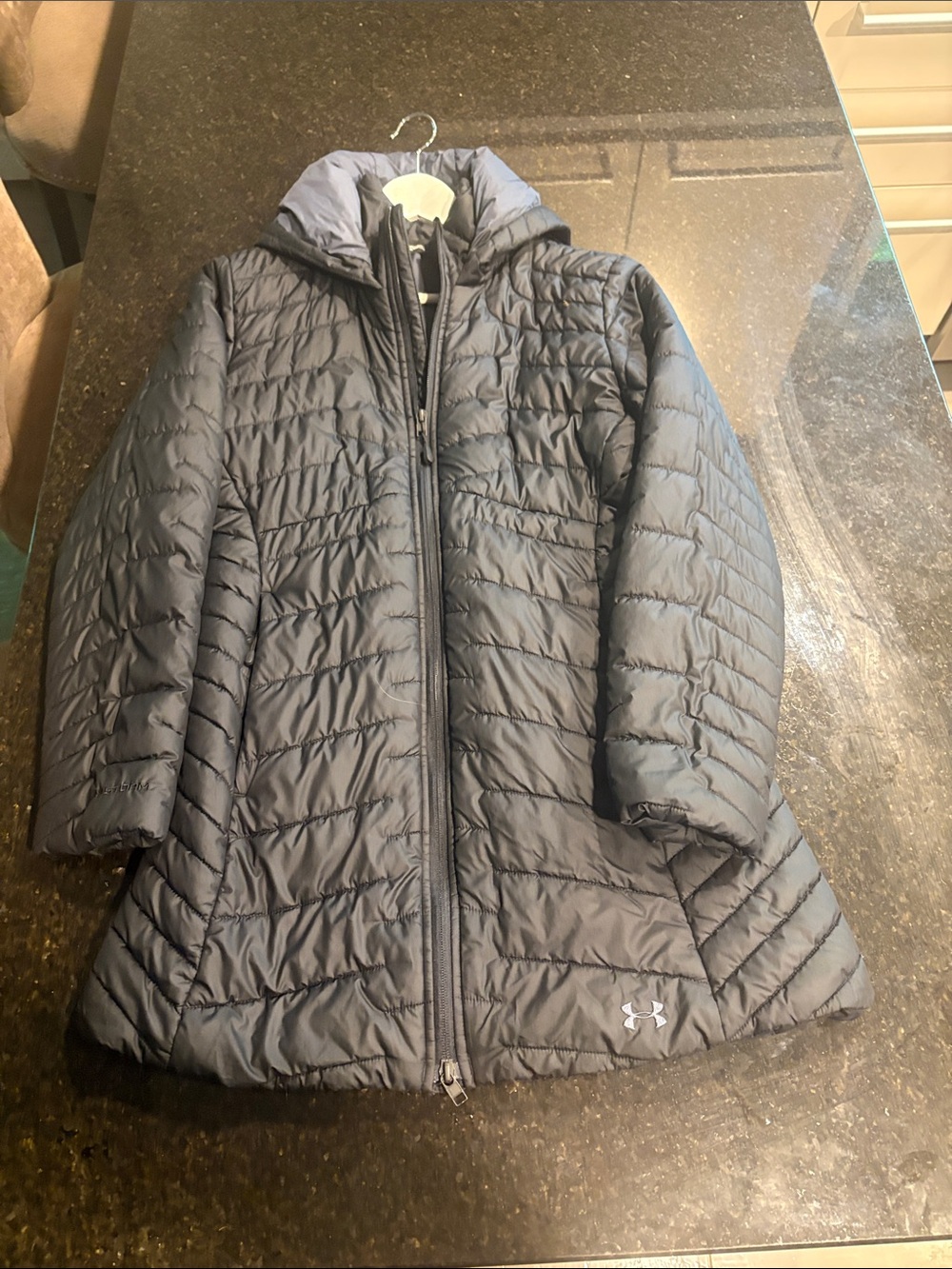 Under Armour Girls Navy Hooded Quilted Puffer Jacket